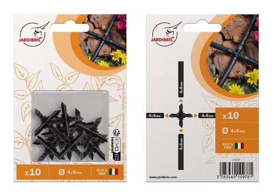 Jardibric - Jardibric - Lot de 10 Croix Cannelées Ø6 mm pour Arrosage Goutte à Goutte - Raccords de Conduite Secondaire pour Réseau d'Irrigation Multi Lignes - Image 3
