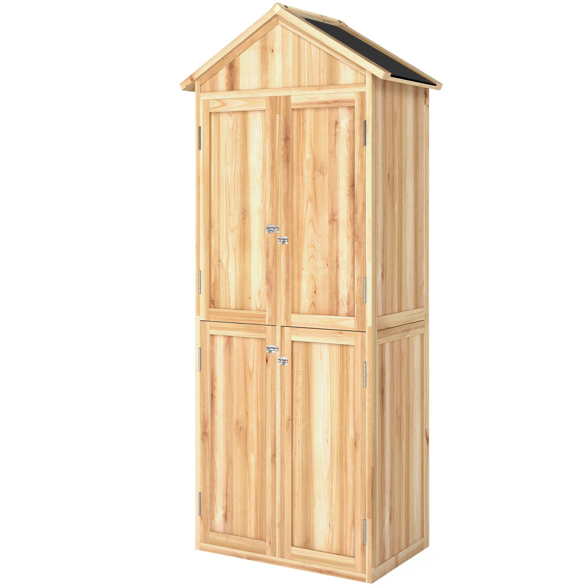 Armoire de jardin bois extérieur 4 portes toit asphalte 82x50x190cm naturel - ComfortXL Outdoor Living - Image 2