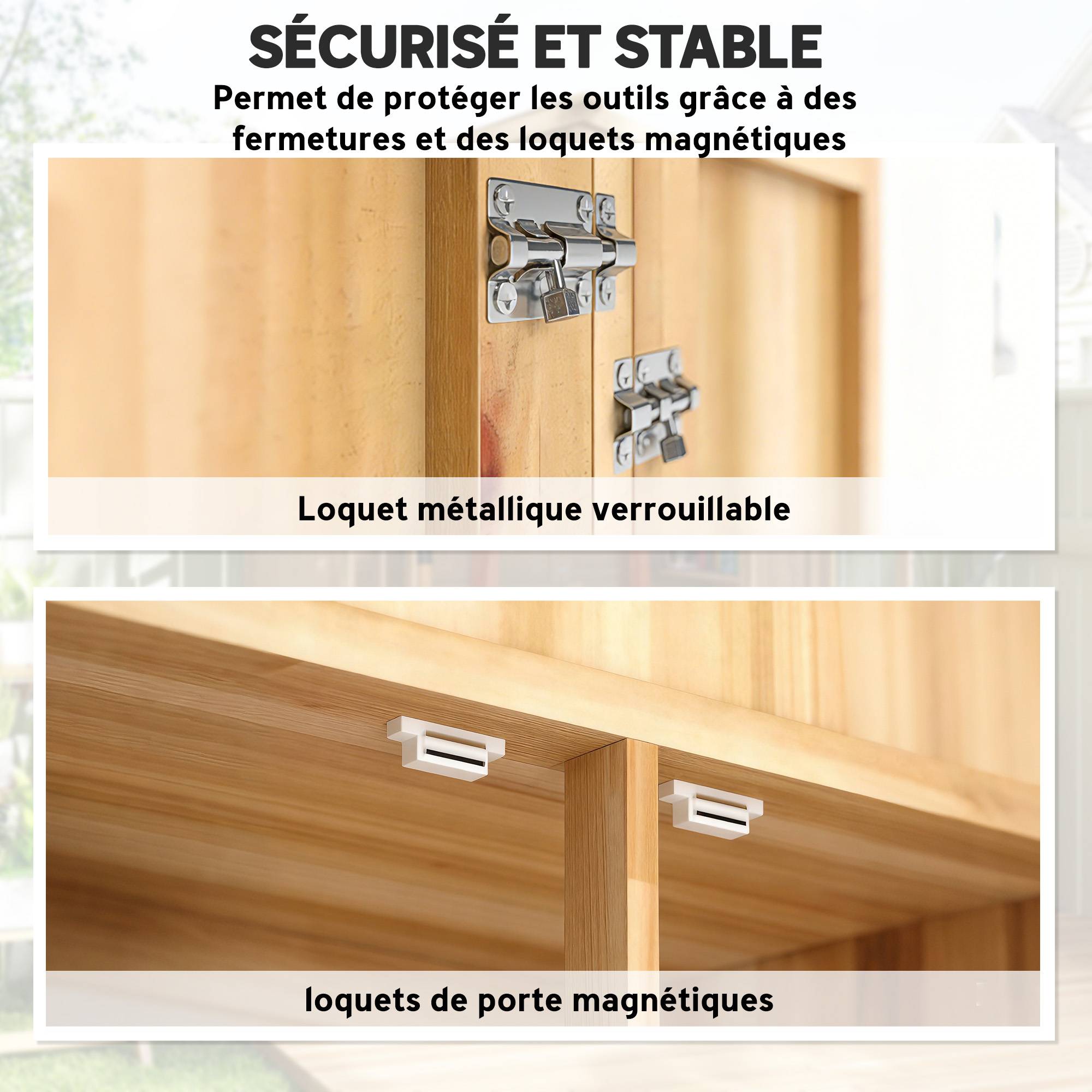 Armoire de jardin bois extérieur 4 portes toit asphalte 82x50x190cm naturel - ComfortXL Outdoor Living - Image 10