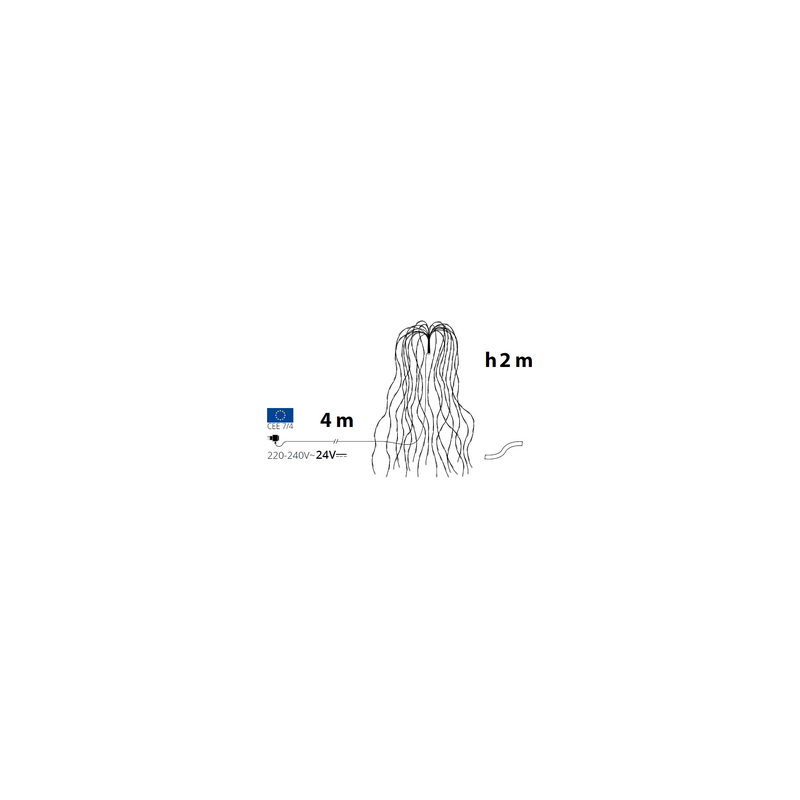 Branche lumineuse saule pleureur 2M argentée 800 microLED blanc chaud fixe - Image 2