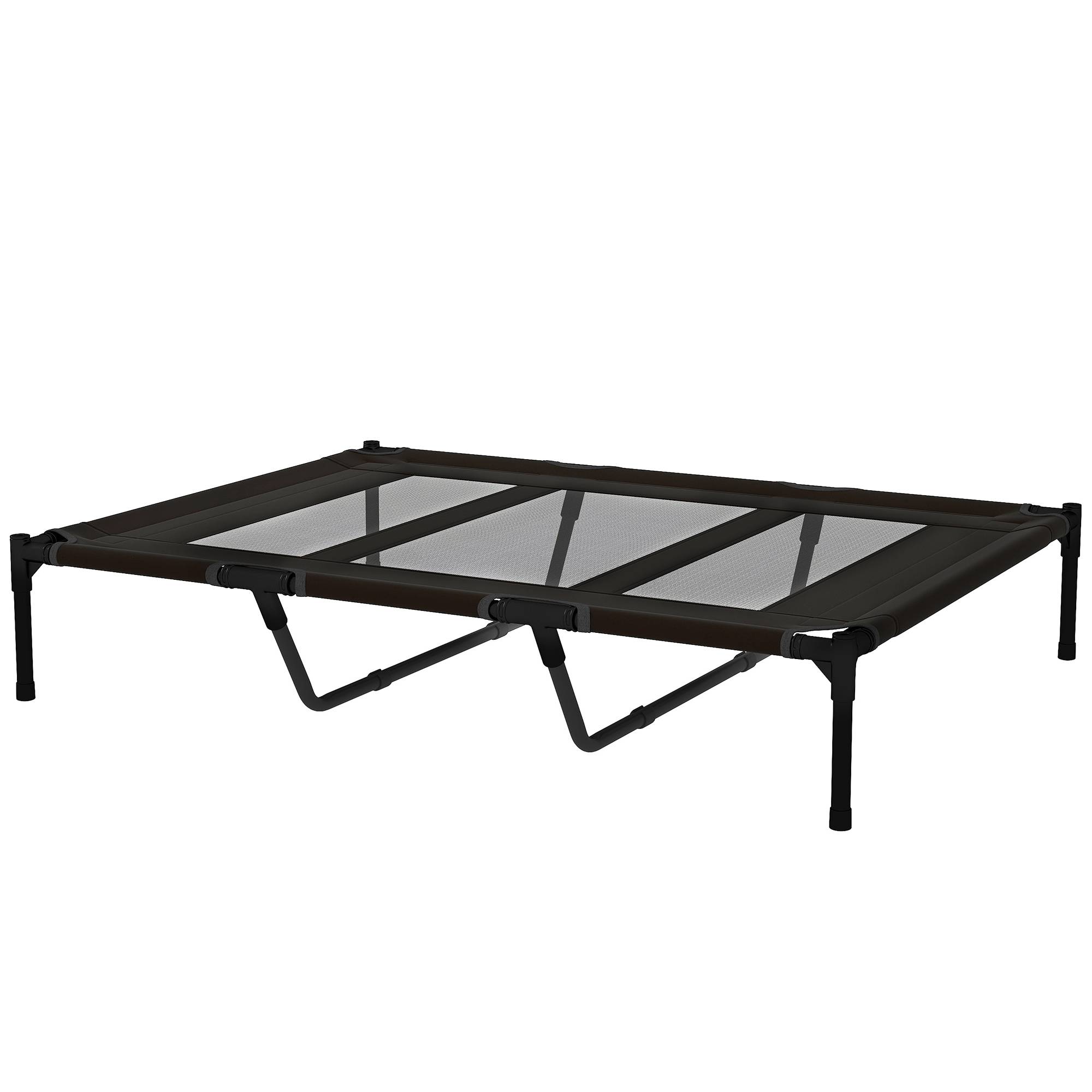 ComfortXL - Lit surélevé pour grand chien en acier et tissu Oxford 122 x 92 x 23 cm noir avec sac de transport pour camping - Image 2