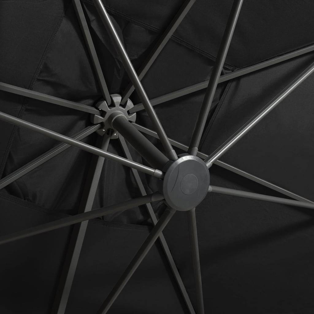 Helloshop26 - Parasol meuble de jardin déporté avec mât et lumières led 300 cm noir - Image 7