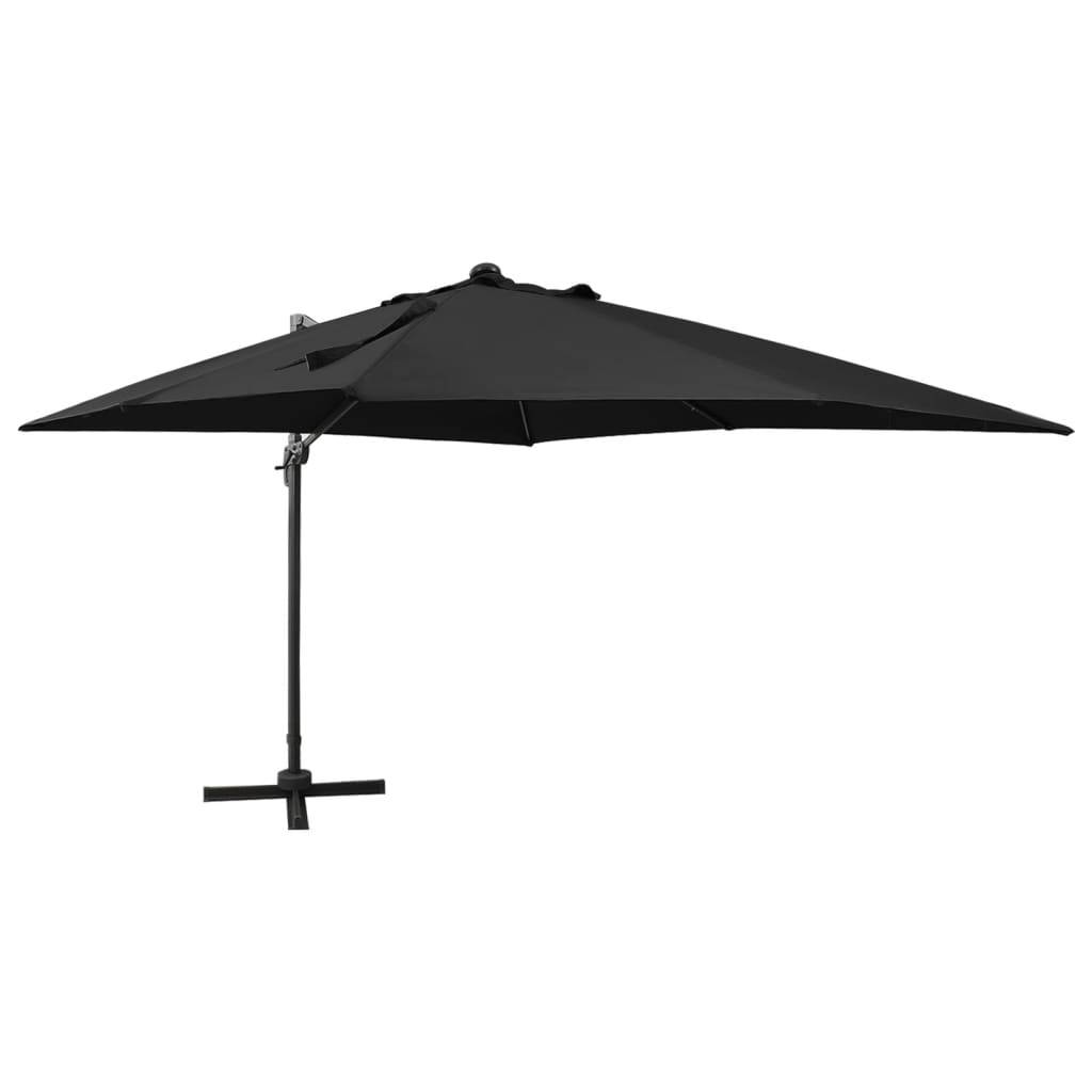 Helloshop26 - Parasol meuble de jardin déporté avec mât et lumières led 300 cm noir - Image 1