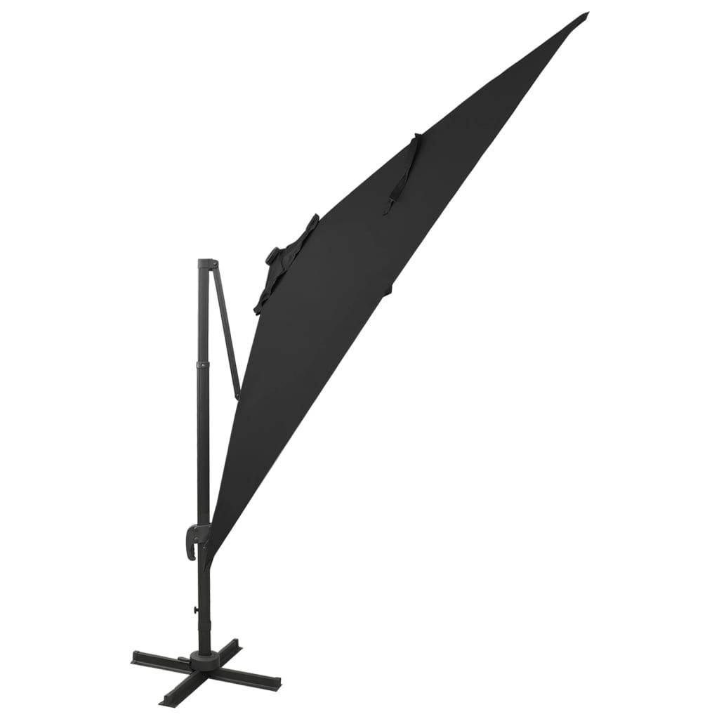 Helloshop26 - Parasol meuble de jardin déporté avec mât et lumières led 300 cm noir - Image 2