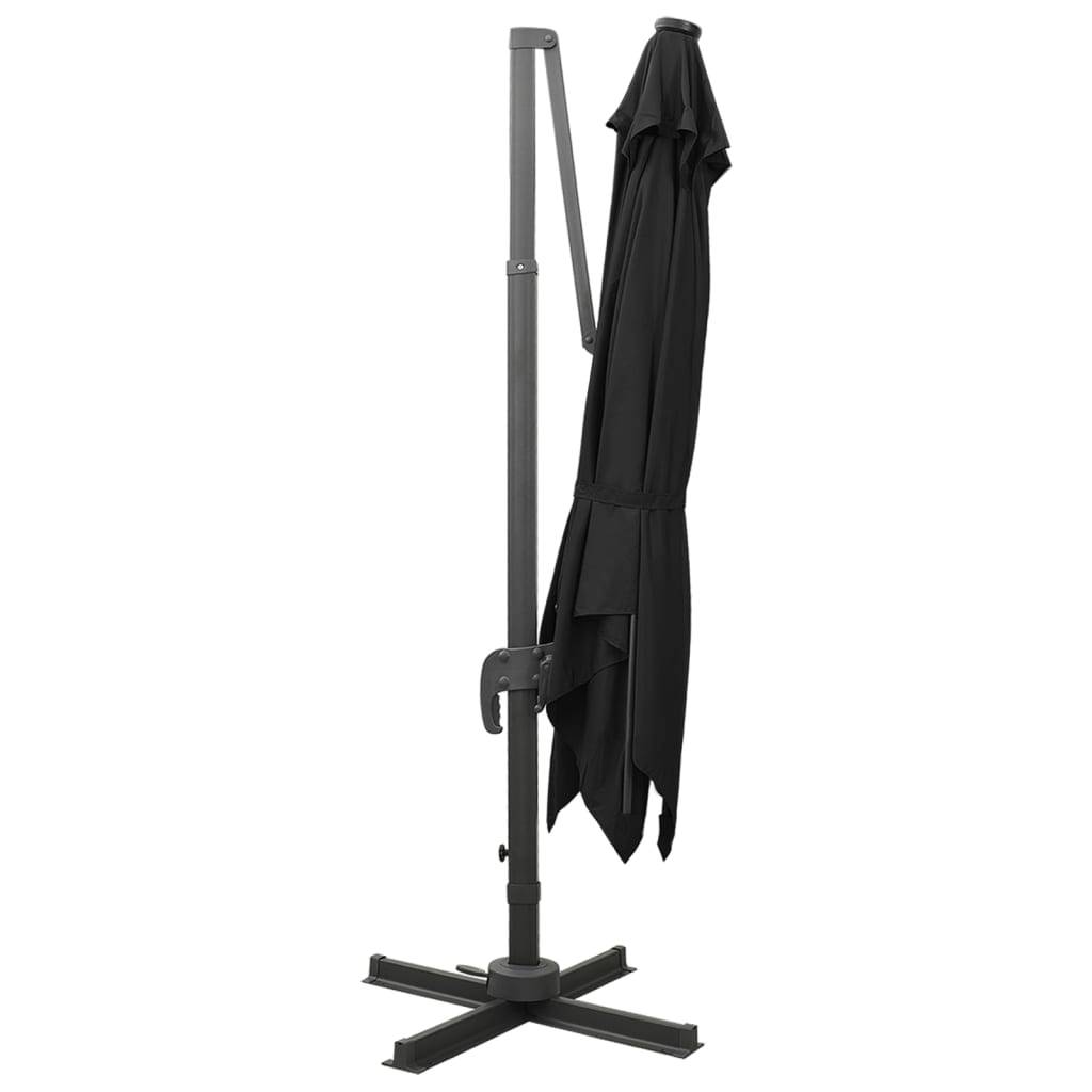 Helloshop26 - Parasol meuble de jardin déporté avec mât et lumières led 300 cm noir - Image 3