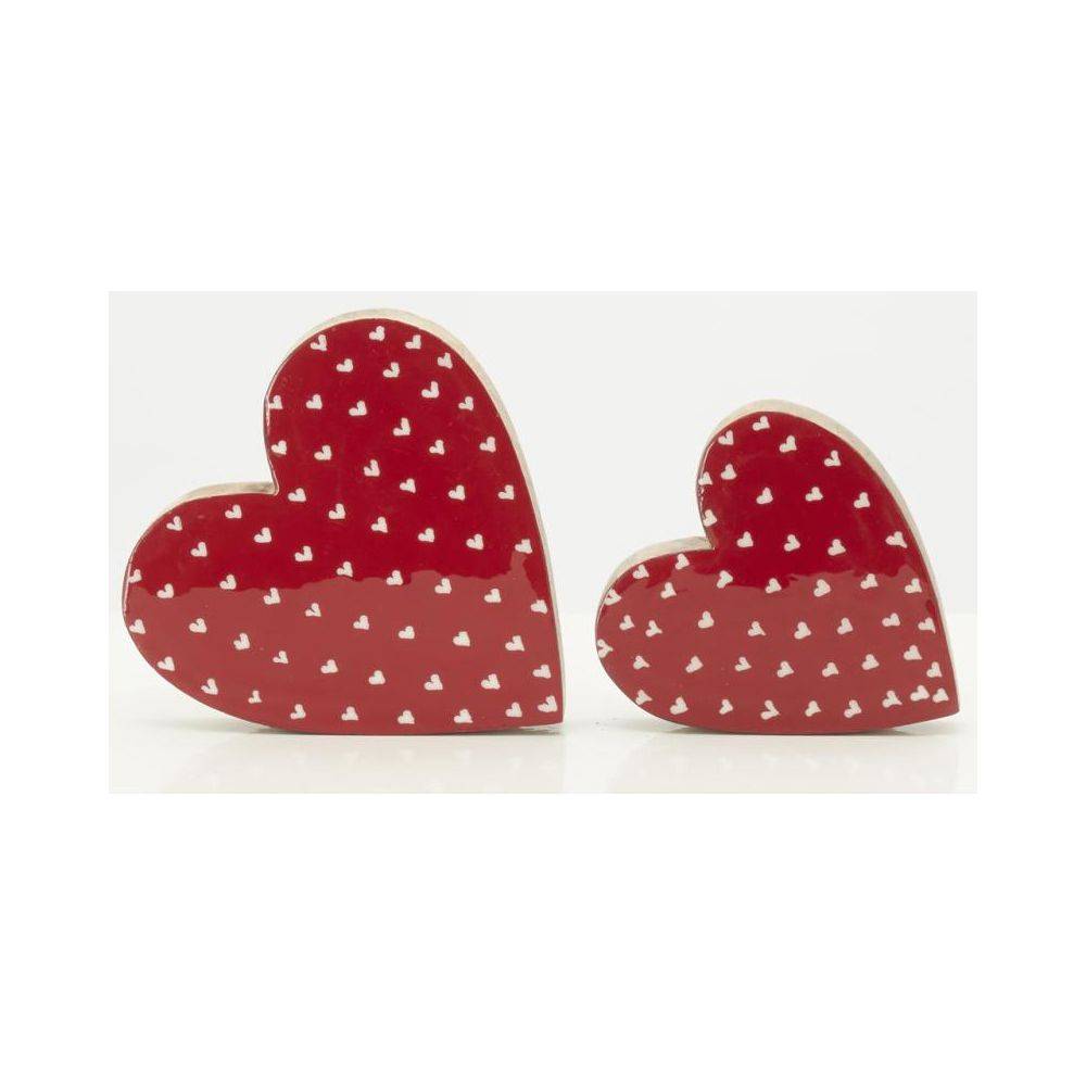 Aubry Gaspard - Coeurs à poser en manguier rouge et blanc (lot de 2) - Image 2