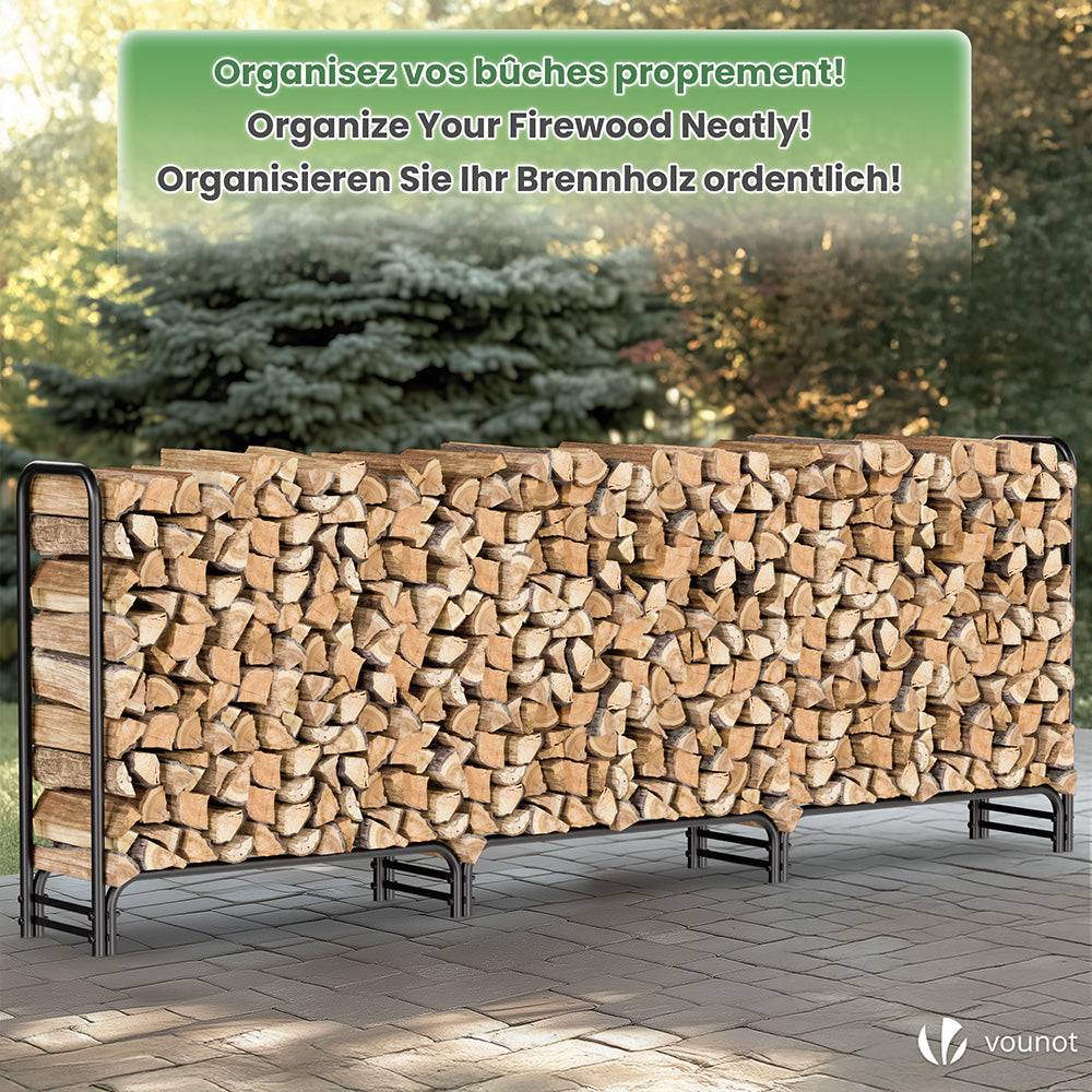 Serre bûche 3m avec housse verte - acier anti-rouille - support bois cheminée - range bois intérieur et extérieur - VOUNOT® - Image 2