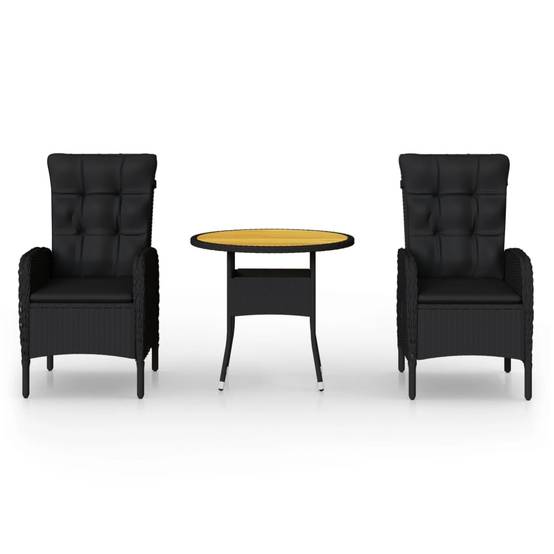 ComfortXL - Grand Set Bistrot de Jardin 2 Personnes Noir, Table 80cm et Fauteuils Multi-positions – ComfortXL Outdoor Living - Image 2