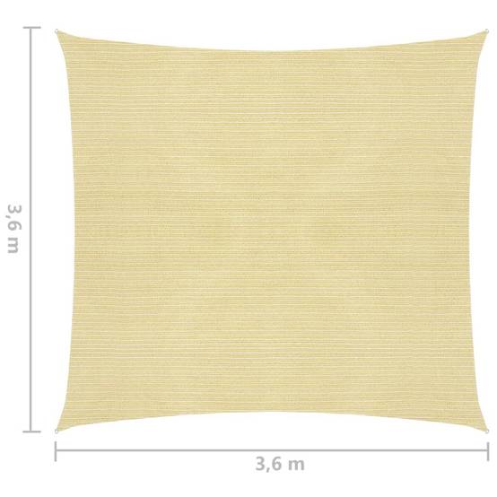 Voile d'ombrage parasol en PEHD carré 3,6 x 3,6 m beige - Image 6