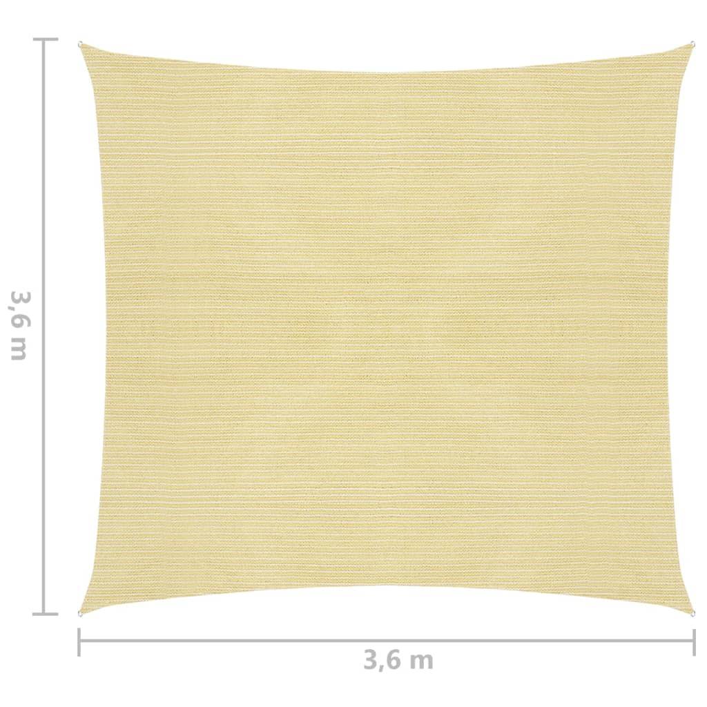 Voile d'ombrage parasol en PEHD carré 3,6 x 3,6 m beige - Image 6