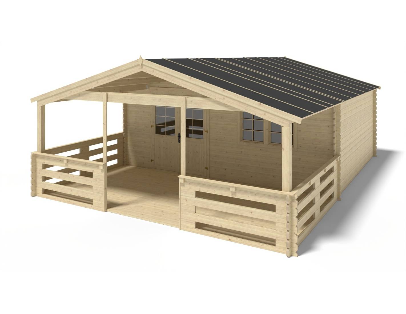 Altanka - Abri de jardin en bois - 6x5 m + terrasse avec balustrade et avant-toit en bois - 48 m2 - DOM747+DOM556+DOM558+POD04 - ALTANKA - Image 1