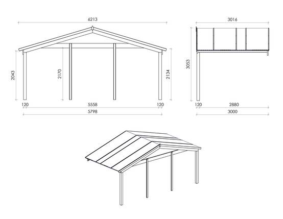 Altanka - Abri de jardin en bois - 6x5 m + terrasse avec balustrade et avant-toit en bois - 48 m2 - DOM747+DOM556+DOM558+POD04 - ALTANKA - Image 3