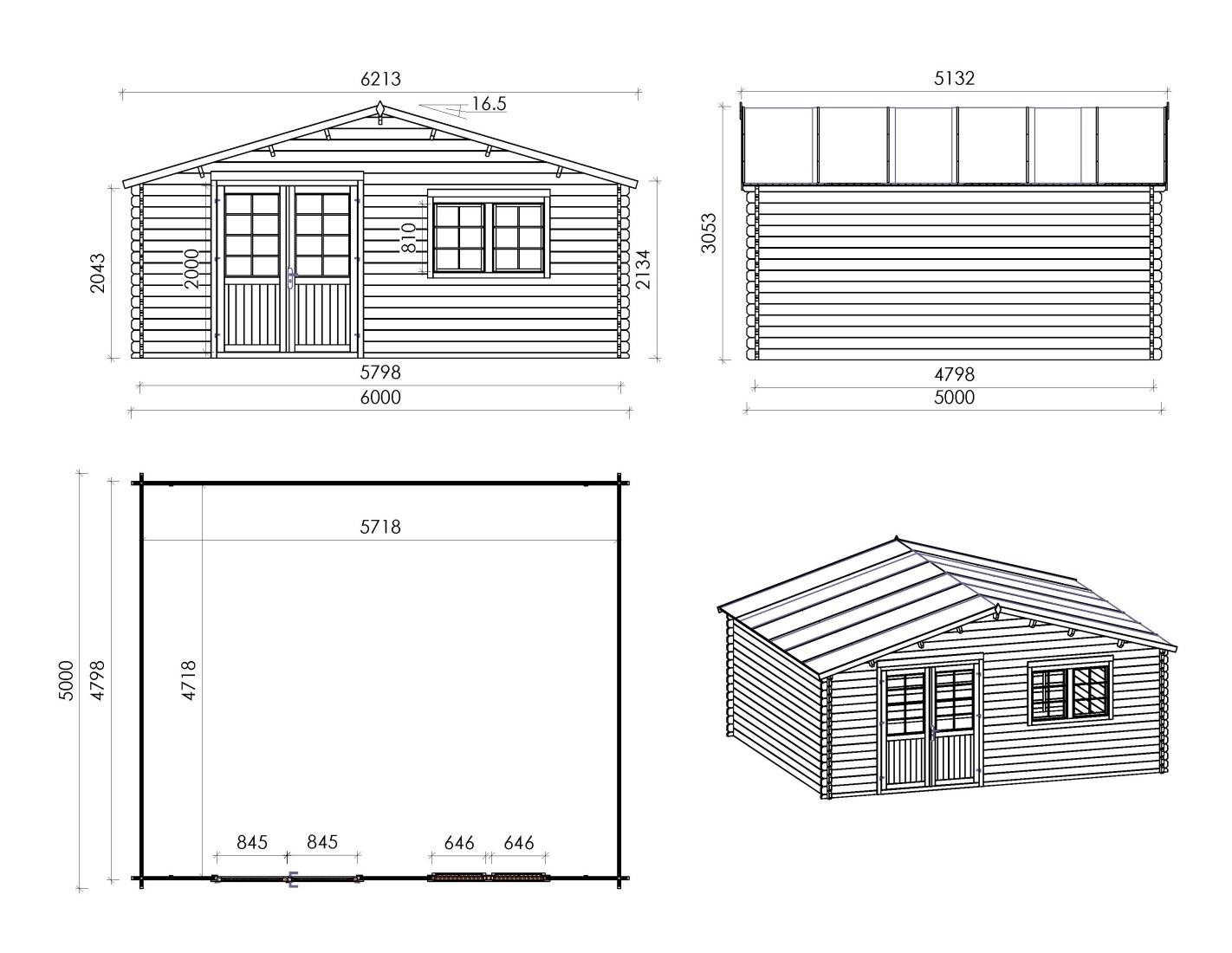 Altanka - Abri de jardin en bois - 6x5 m + terrasse avec balustrade et avant-toit en bois - 48 m2 - DOM747+DOM556+DOM558+POD04 - ALTANKA - Image 2