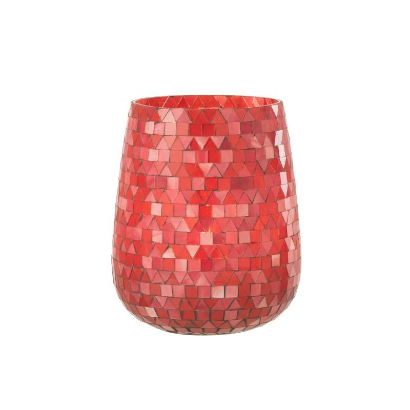 Photophore triangle en verre rose 17x17x21 cm - J-Line - Image 2