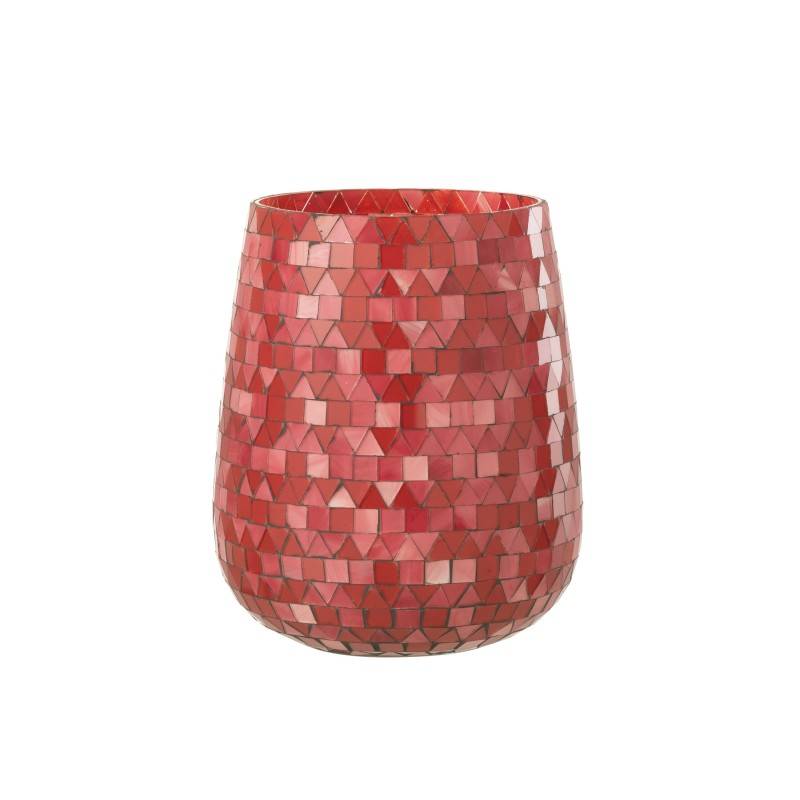 Photophore triangle en verre rose 17x17x21 cm - J-Line - Image 1