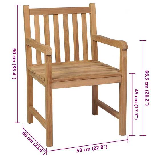Chaises de jardin en bois de teck avec coussins anthracite, 58 x 60 x 90 cm, lot de 6 - PANGIVO - Image 9