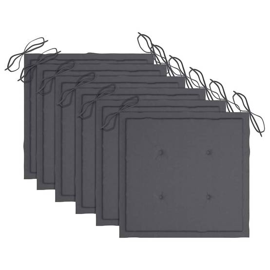 Chaises de jardin en bois de teck avec coussins anthracite, 58 x 60 x 90 cm, lot de 6 - PANGIVO - Image 5