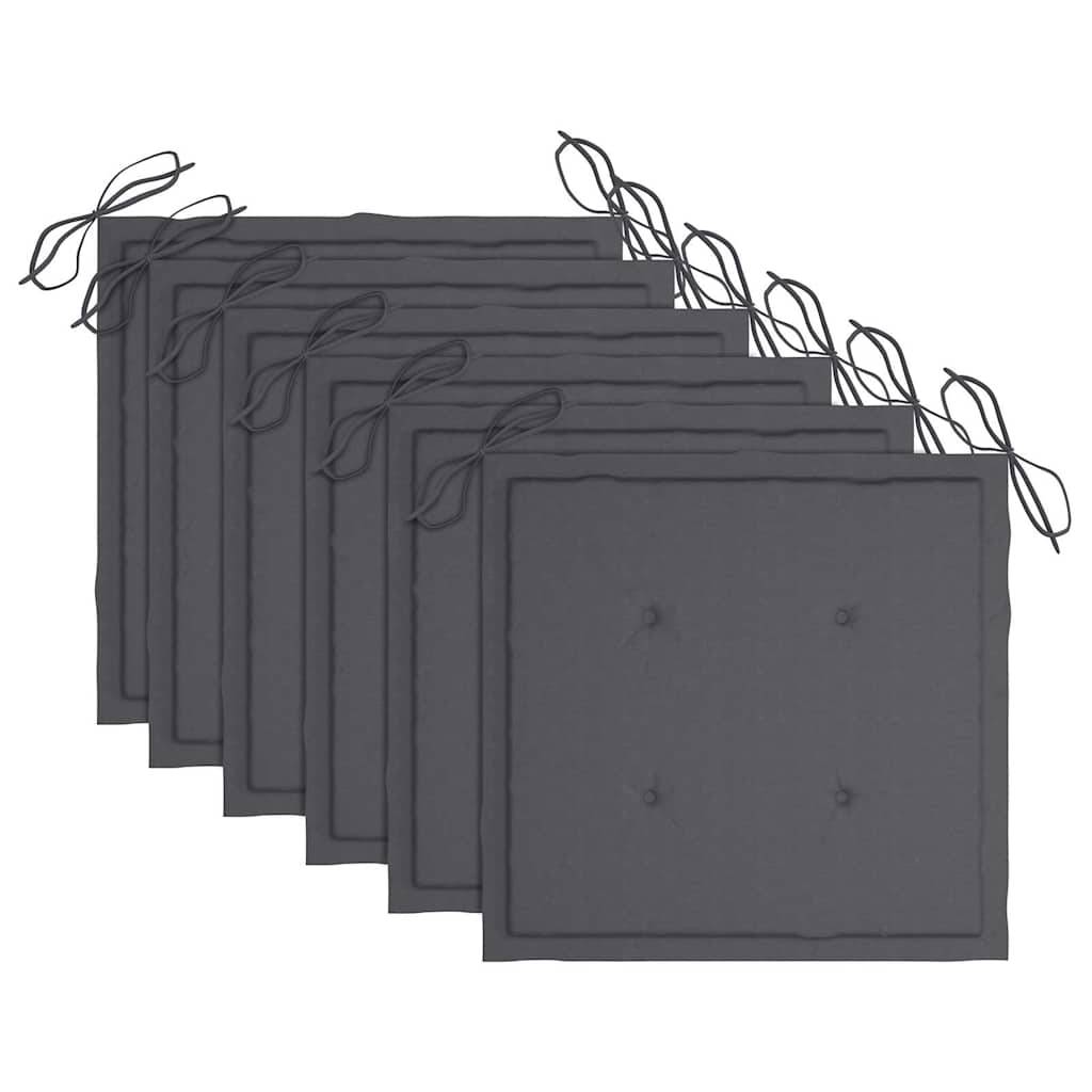 Chaises de jardin en bois de teck avec coussins anthracite, 58 x 60 x 90 cm, lot de 6 - PANGIVO - Image 5