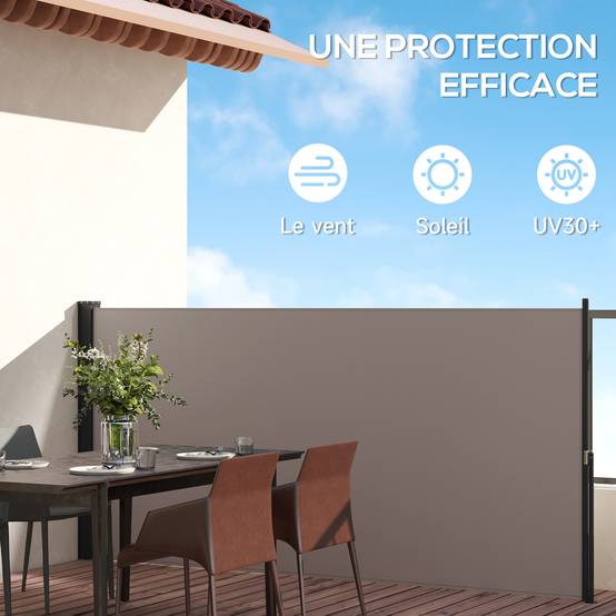 Store latéral rétractable aluminium polyester gris 300 x 3.5 x 140 cm - PANGIVO - Image 6