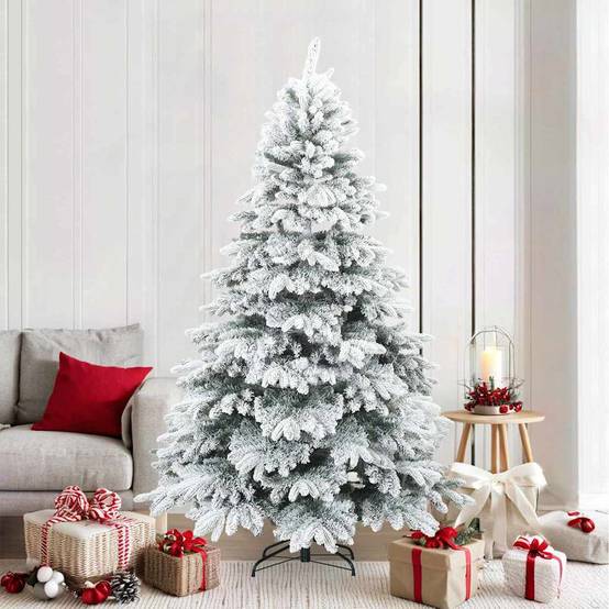 ComfortXL - Sapin de Noël Artificiel Enneigé PVC PE pour Fêtes Intérieur Blanc 210 cm – ComfortXL Outdoor Living - Image 1