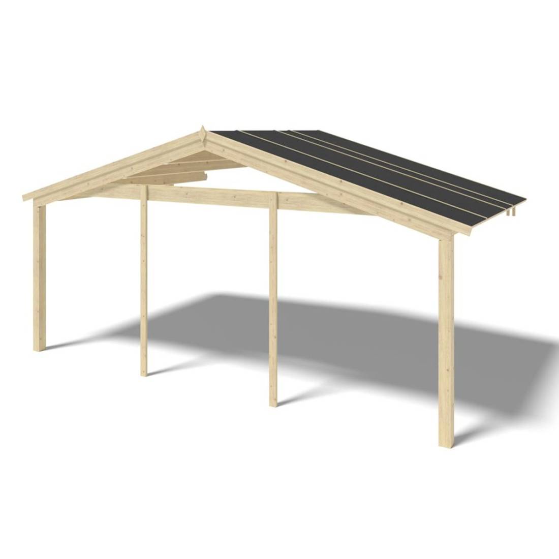 Altanka - Avant-toit en bois 6x3m pour le chalet de jardin 6m, couleur naturel - DOM556 - ALTANKA - Image 1