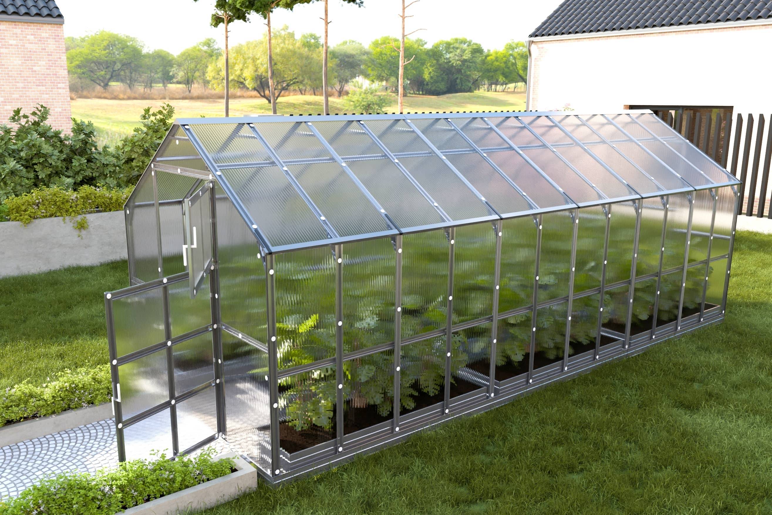 Serre KLASIKA HOUSE 2,35 x 6,12 m (14,38 m²), 6 mm avec revêtement en polycarbonate - Image 1