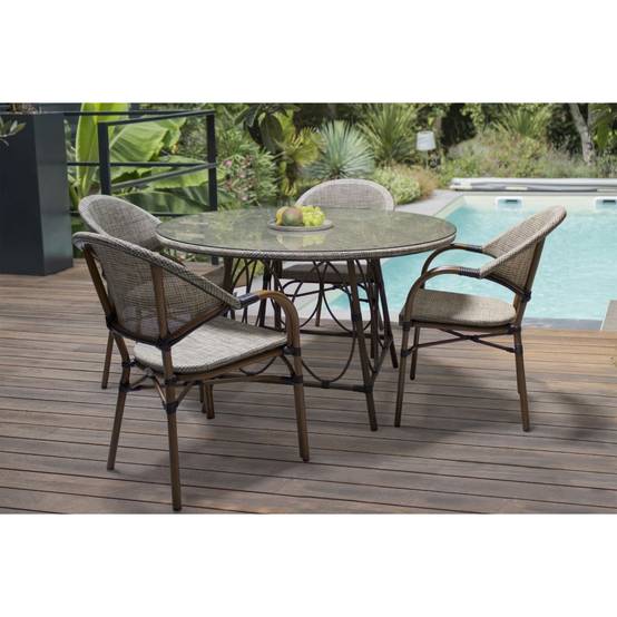 Dcb Garden - Fauteuil de jardin empilable en aluminium et textilène - Marron - USHUAIA - Image 7