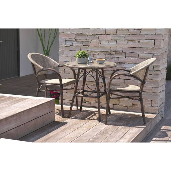 Dcb Garden - Fauteuil de jardin empilable en aluminium et textilène - Marron - USHUAIA - Image 6