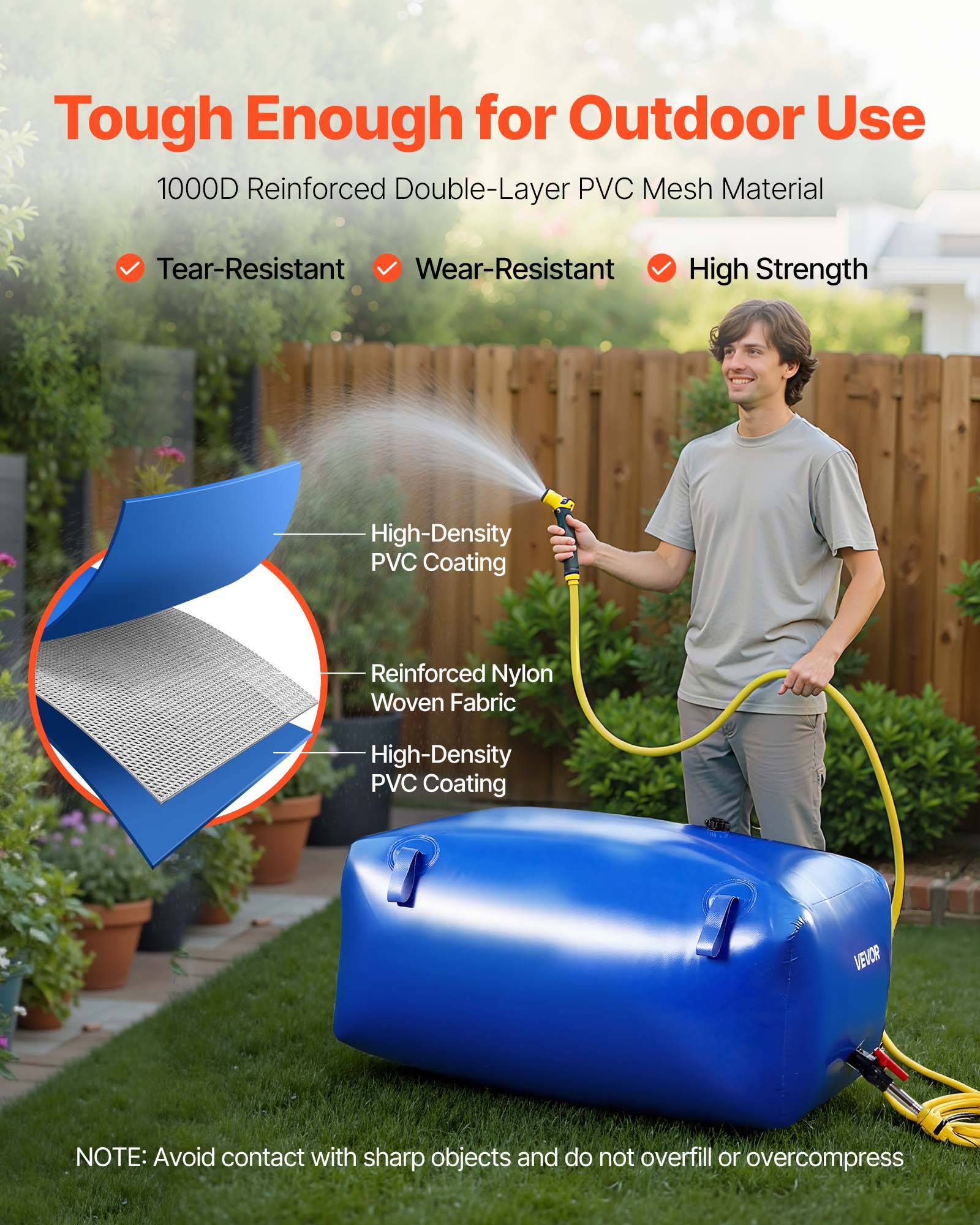 Vevor - VEVOR Réservoir d'Eau Souple Vessie de Stockage Eau Pliable en PVC 240 L Bleu - Image 3