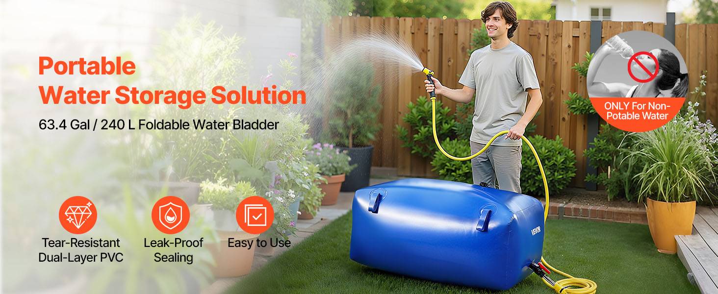 Vevor - VEVOR Réservoir d'Eau Souple Vessie de Stockage Eau Pliable en PVC 240 L Bleu - Image 9