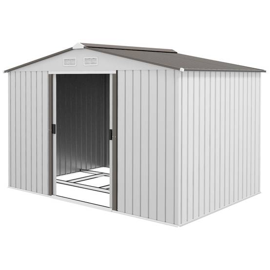 Abri de jardin 277x195x192 cm remise extérieure métallique outils argent et gris - Image 2