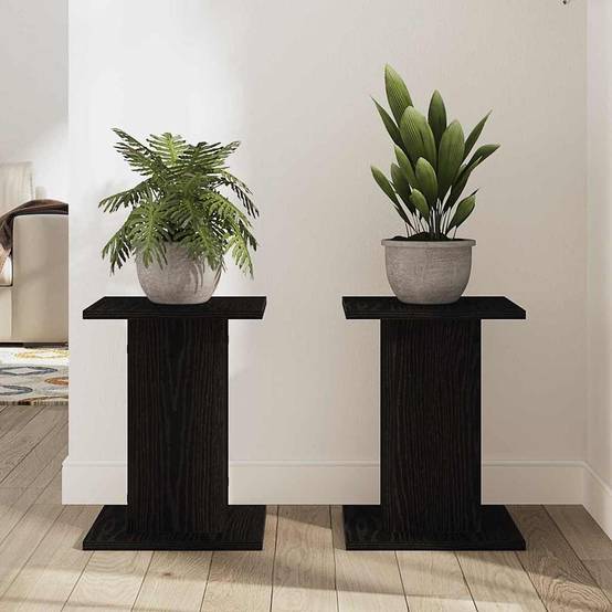 ComfortXL - Ensemble de 2 Supports pour Pots Carrés Bois Ingénierie Style Moderne pour Salon Chêne Noir 40 cm – ComfortXL Outdoor Living - Image 4