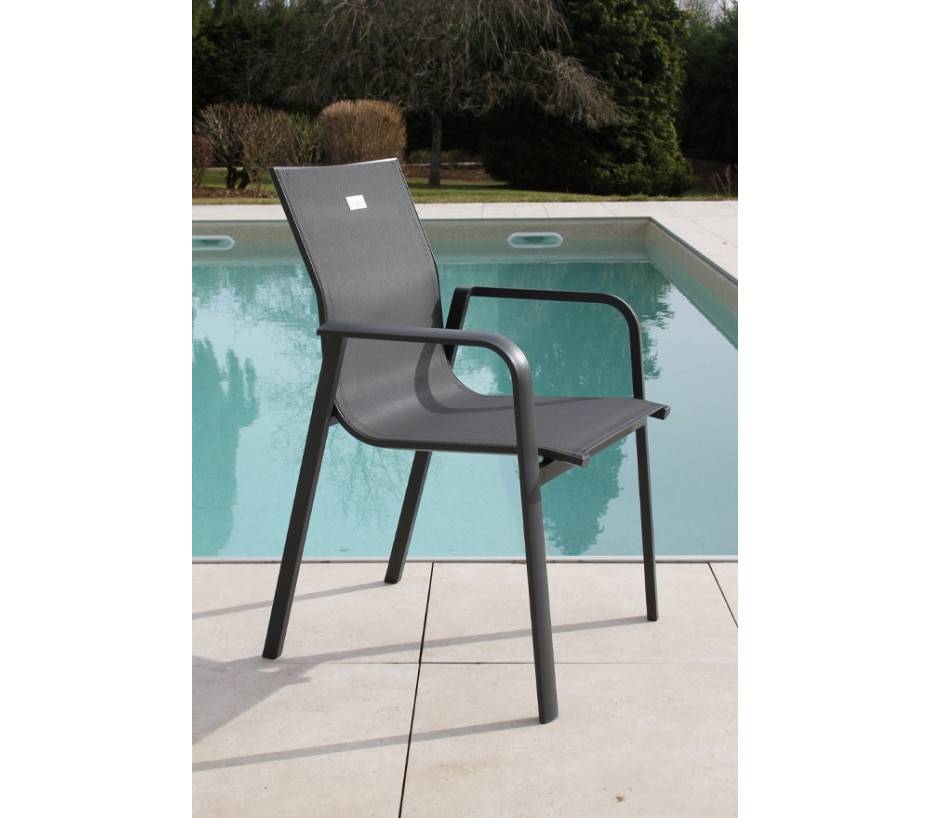 Ozalide - Ensemble table et chaises de jardin 8 places Gris Anthracite GUETHARY PSPC chêne brun - Image 2