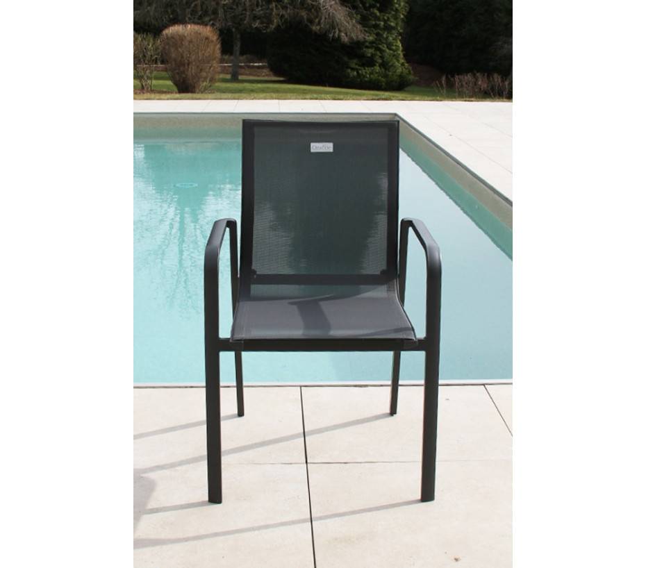 Ozalide - Ensemble table et chaises de jardin 8 places Gris Anthracite GUETHARY PSPC chêne brun - Image 3