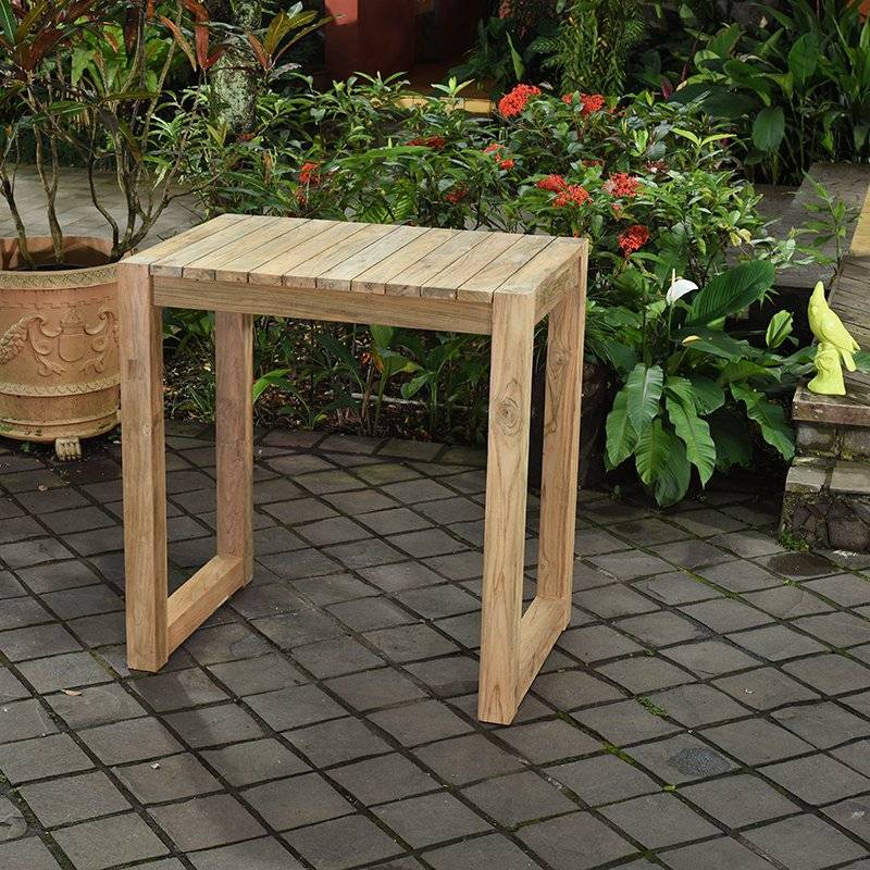 Table haute en teck recyclé 100 cm Toscagne - Gecko Jardin - Image 1