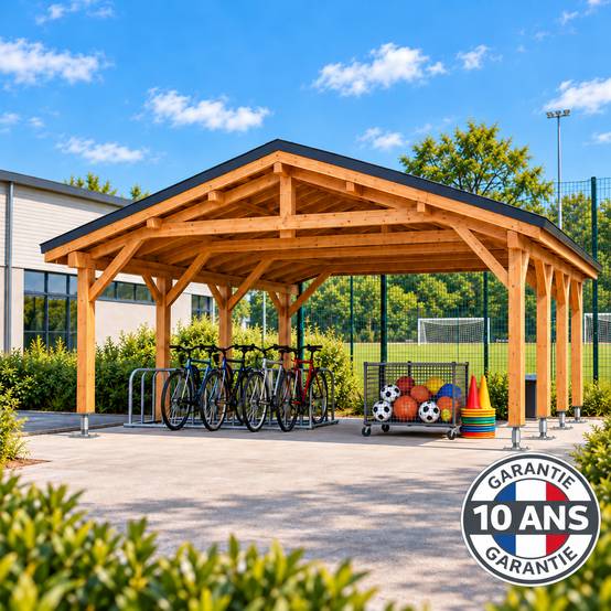 Cpbf Charpentes - Carport bois 2 pentes en bois douglas 36 m², 6 poteaux. Abri voiture extérieur. garantie 10 ans - Image 6