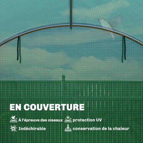 Serre tunnel de jardin 12m², serre de jardin tunnel 295x400x200cm 2 portes et 8 fenêtres bâche PE 140 g/m² vert - Image 7