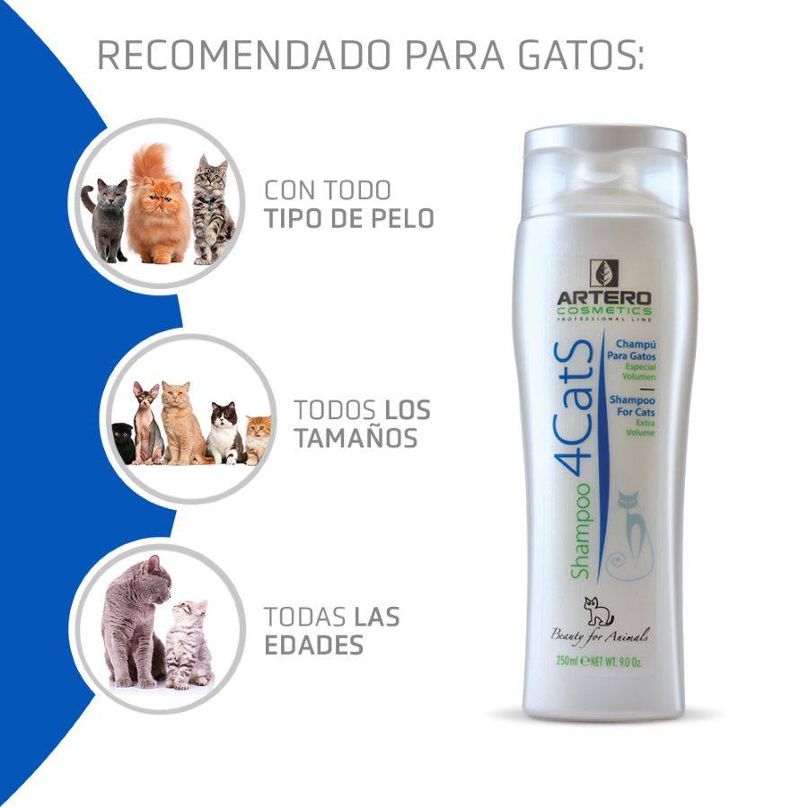 Artero 4Cats 250 Ml. Shampooing pour chats qui respecte parfaitement la peau et le pelage. - Image 3