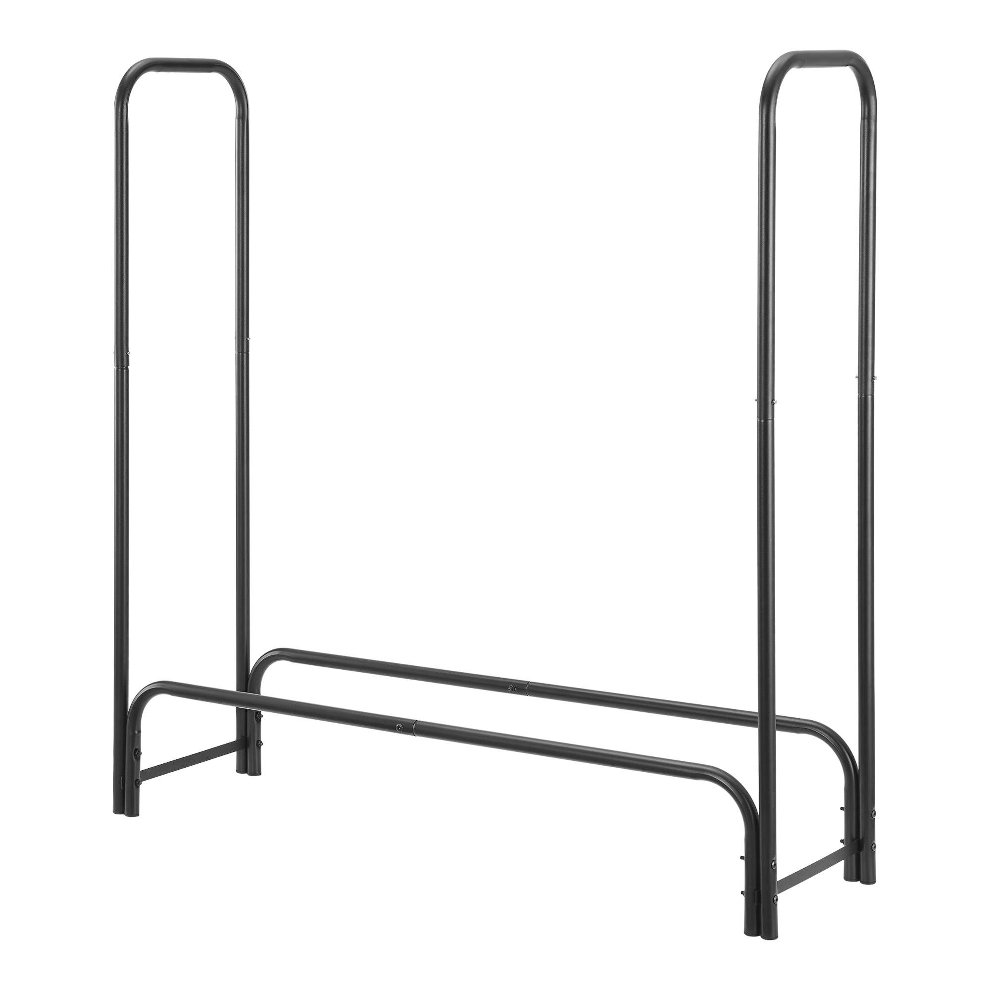 Helloshop26 - Range-bûches pour usage intérieur extérieur porte-bûches design support rangement bois de chauffage pour intérieur extérieur 124 x 124 x 34,5 cm noir - Image 1