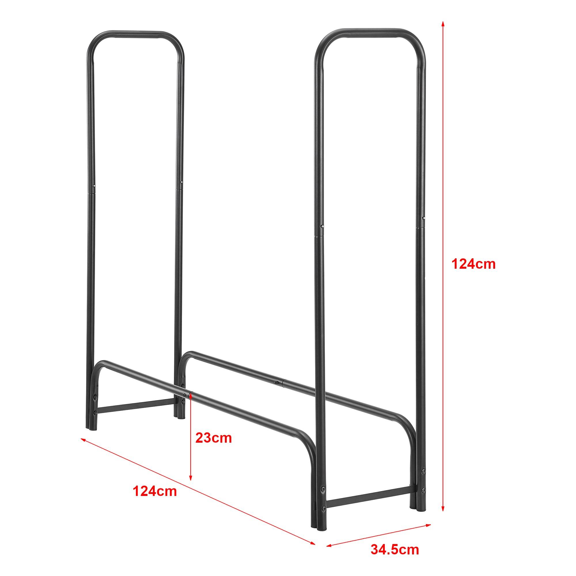 Helloshop26 - Range-bûches pour usage intérieur extérieur porte-bûches design support rangement bois de chauffage pour intérieur extérieur 124 x 124 x 34,5 cm noir - Image 2