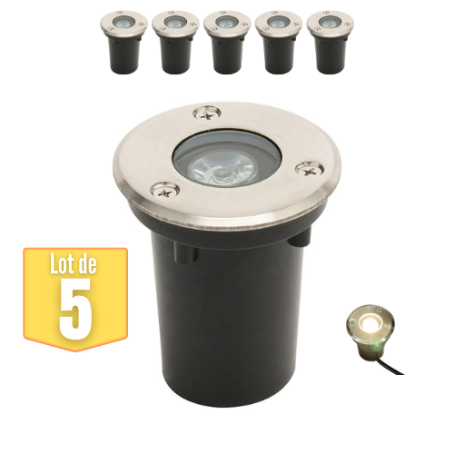 Lot de 5 Spots LED encastrables étanches 1W 100lm 4000K IP67 - Image 1
