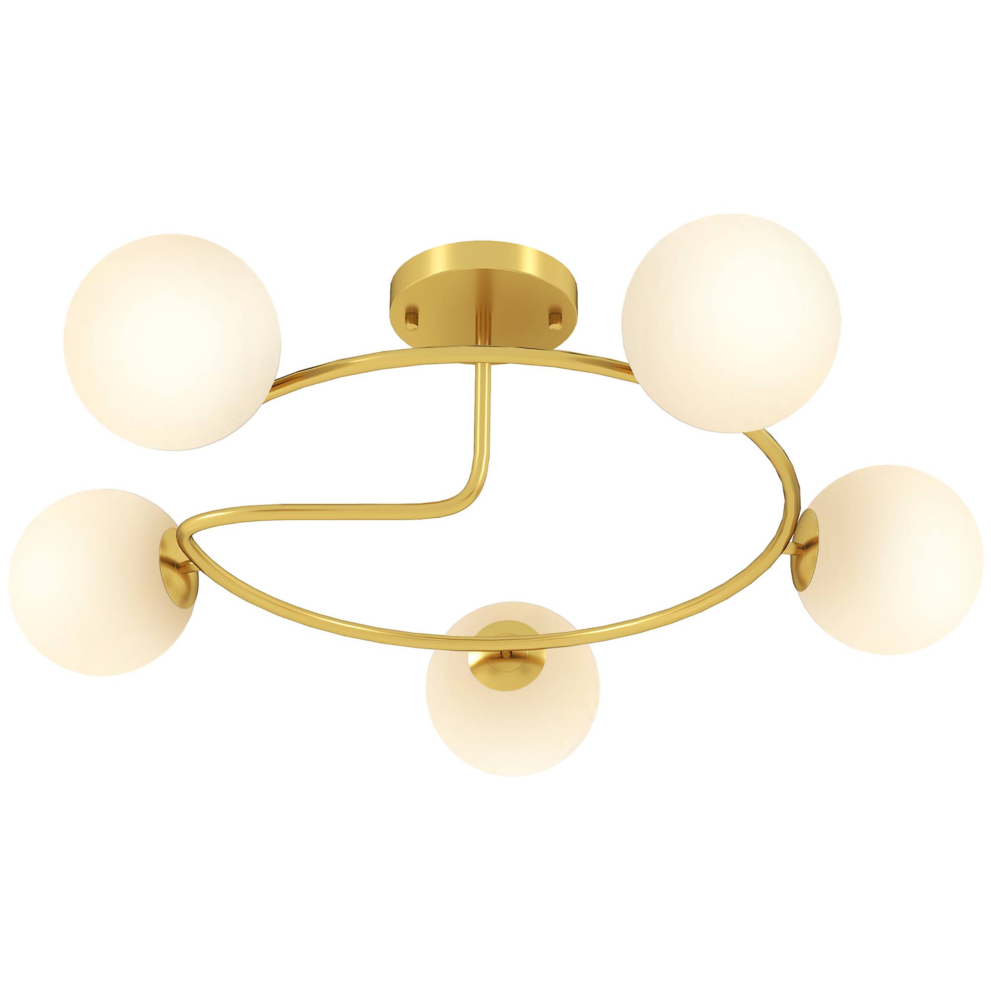 Sans Marque - Plafonnier lustre moderne luminaire plafonnier 5 lumières culot G9 montage semi-affleurant doré blanc - Image 2
