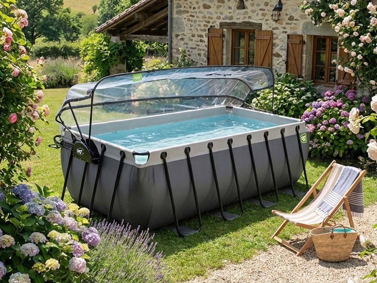 Exit Toys - Piscine tubulaire Black Leather rectangulaire 4,00 x 2,00 x 1,22 m avec dôme - Exit Toys - Image 2