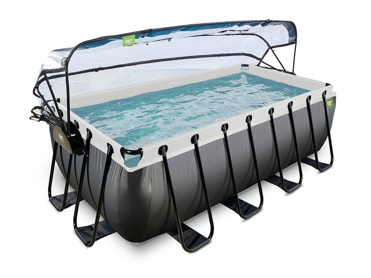 Exit Toys - Piscine tubulaire Black Leather rectangulaire 4,00 x 2,00 x 1,22 m avec dôme - Exit Toys - Image 1