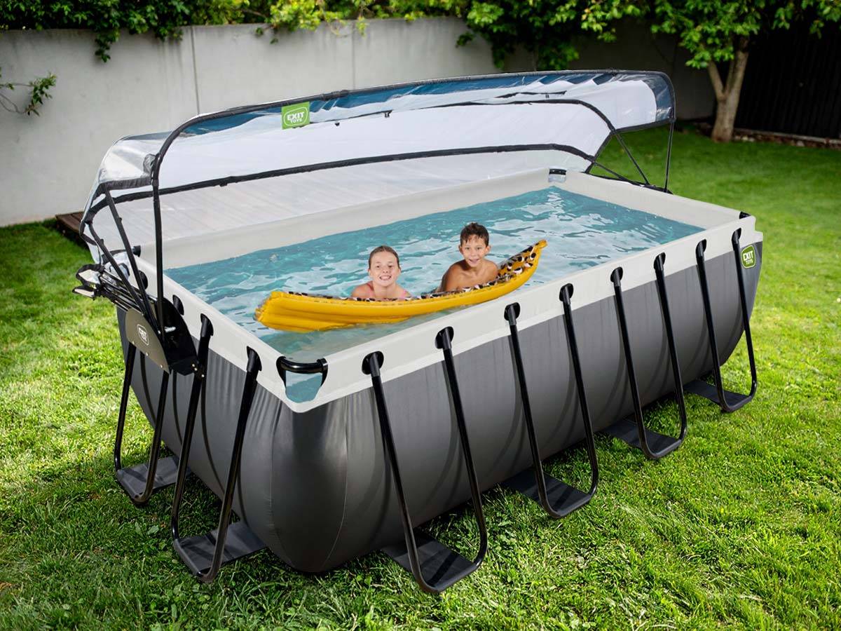 Exit Toys - Piscine tubulaire Black Leather rectangulaire 4,00 x 2,00 x 1,22 m avec dôme - Exit Toys - Image 4