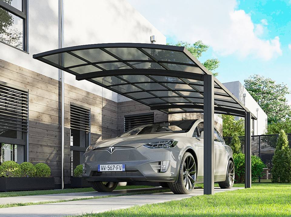 Carport aluminium autoportant BOLTON 5x3 m avec toiture polycarbonate anti-UV pour 1 voiture – Direct Abris - Image 3