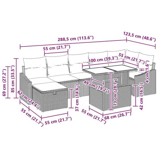 Vidaxl - Ensemble de canapé de jardin avec coussin 8 pcs Gris Poly rotin vidaXL 3359846 - Image 3