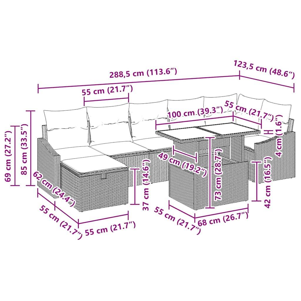 Vidaxl - Ensemble de canapé de jardin avec coussin 8 pcs Gris Poly rotin vidaXL 3359846 - Image 3