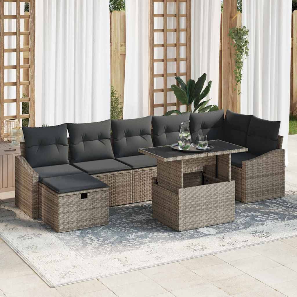 Vidaxl - Ensemble de canapé de jardin avec coussin 8 pcs Gris Poly rotin vidaXL 3359846 - Image 1
