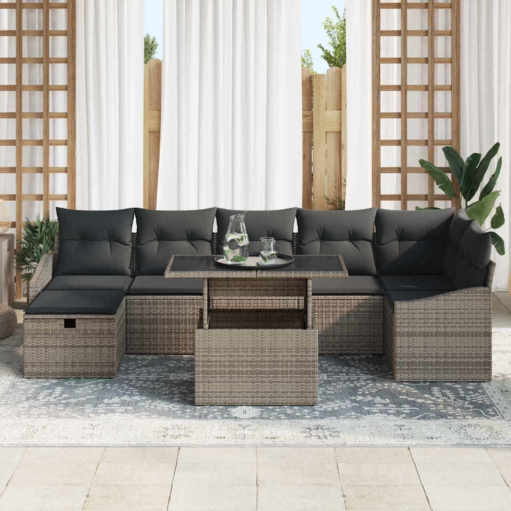 Vidaxl - Ensemble de canapé de jardin avec coussin 8 pcs Gris Poly rotin vidaXL 3359846 - Image 4